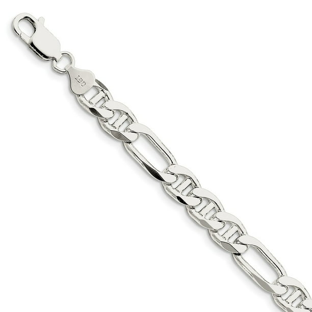 Diamond2Deal 925 Sterling Silver 7.75mm Figaro Anchor Chain 7inch for Men Women 